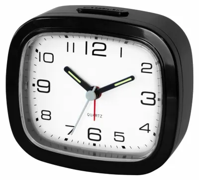 Produktbild von Analoger Wecker Schwarz mit Snooze, Hintergrundbeleuchtung & geräuscharmem Uhrwerk, AA-Batterie inkl., Kunststoffgehäuse, 94 x 42 x 86 mm