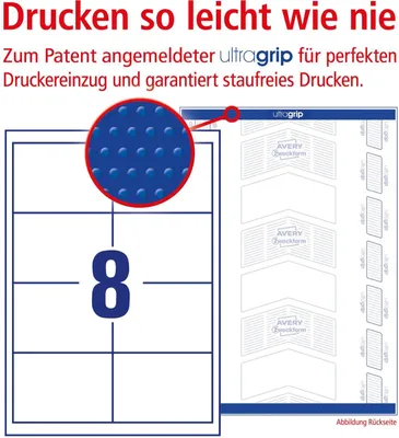 Produktbild von Universal-Etiketten ultragrip 97x67,7 mm VE=7x1.760 Etiketten / 220 Bogen weiß