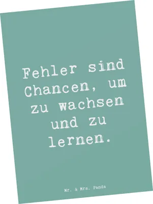 Produktbild von Mr. & Mrs. Panda Postkarte Spruch Fehler lernen wachsen - Meeresbrise - Geschenk, Postkarten, Zuversicht, Grußkarte, Trost, Chancen, Lebensweisheit, Optimismus, Mutmacher