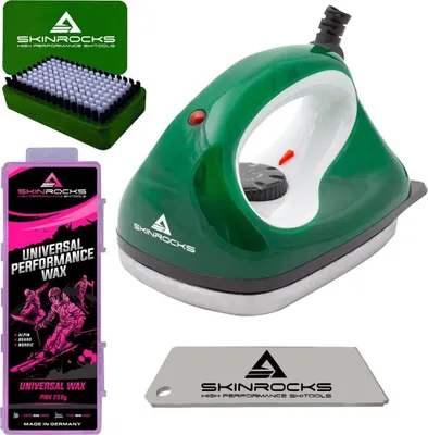 Image de SkinRocks Skiwax Set 4-pièces Fer à farter Brosse Raclette Wax Alpin Nordic