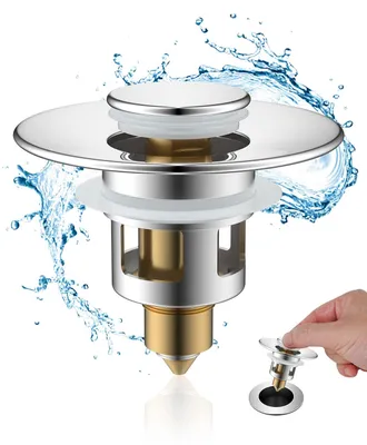 Produktbild von Abflussstopfen (25–46 mm), Abflusssieb, Abflussarmatur, Abflussstopper, Messing-Abflussstopfen mit Federmechanismus, universeller Ersatzstopfen für Bad und Küche