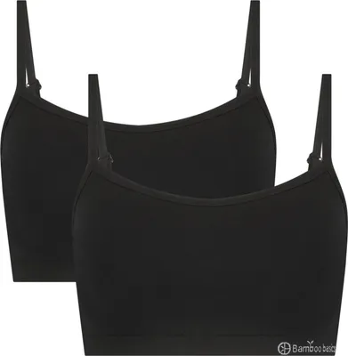 Produktbild von Bamboo Basics Nahtloser BH Elle - Black - 2-Pack, Farbe:Black, Größe:L