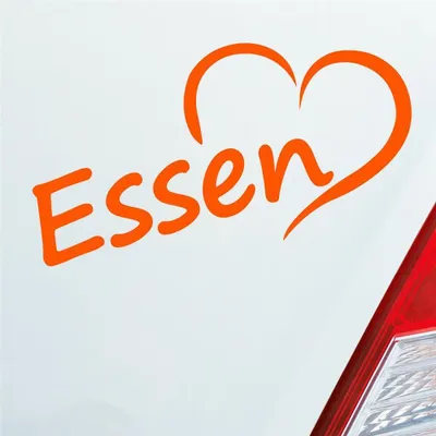 Produktbild von Auto Aufkleber Essen Herz Stadt City Liebe Love Heimat 15,5cm 15,5x9 cm Orange Sticker Heckscheibenaufkleber