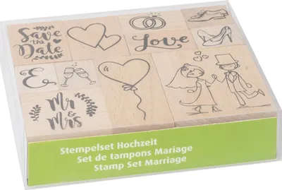 Produktbild von HEYDA 204888679 Stempel-Set Hochzeit 12 x 10 x 3 cm Holz