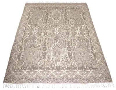 Jacquarddecke aus Baumwolle mit Merinolammwolle, 140 x 200 cm, Beige