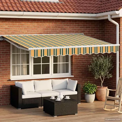Image de vidaXL Store électrique rétractable vert, jaune, blanc 3 x 2,5 m