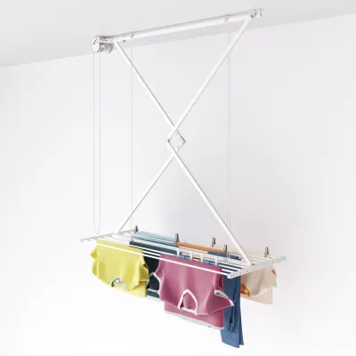 Image de Séchoir à linge plafond Foxydry Mini 128 cm gain de place blanc