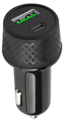 Image de Adaptateur de recharge pour voiture Forever LA-04 noir, 1 port USB 2,4 A + 1 port USB-C PD 45 W