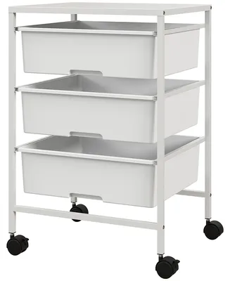 Productafbeelding van HOMCOM Rolwagen, serveerwagen met 3 etages, handgrepen, opbergwagen, wit