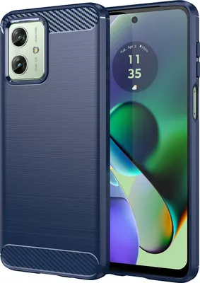 Produktbild von Moto G54 Hülle, Carbon-Faser TPU Silikon Stoßfest Schutzhülle für Motorola Moto G54 Blau