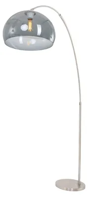 Productafbeelding van Booglamp Gramineus staal met smoke glas