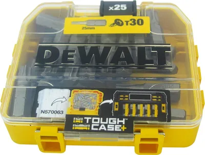 Productafbeelding van DeWalt Bitbox met 25 bits, type T20, T25 of T30, hoogwaardige schroefbits in een stevige koffer. Uitvoering: T30