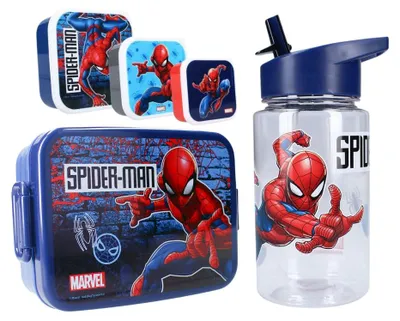 Produktbild von Spiderman-Lunchset; bestehend aus Brotdose, Snackbox und Trinkflasche