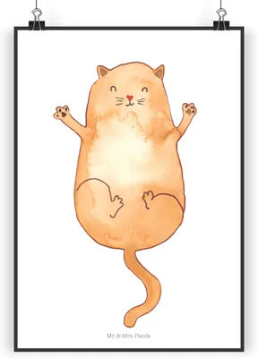Produktbild von Mr. & Mrs. Panda Bild Katze Umarmen DIN A4 - Weiß - Geschenk, wanddeko, Wandbild, Liebe, Posterdruck, Cat, kunstdruck poster, Kater, Katzen, drucke