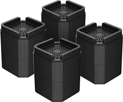 Obrázek produktu pro INF Černé čtvercové podložky pod nábytek - Zvýšení o 10 cm (2 vrstvy) - 4 kusy