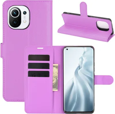 Produktbild von König Design Hülle kompatibel mit Xiaomi Mi 11 Kunstleder Handyhülle - Handy Case Violett