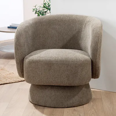 Image de Fauteuil Gilde, "Rotunda", bois, tissu, gris, lot de 1, L. 81 cm, l. 78 cm, H. 77 cm 53337