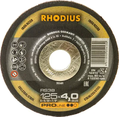 Produktbild von Rhodius Schleifscheibe RS 38 125x4,0x22,23mm Edelstahl Proline - 205681