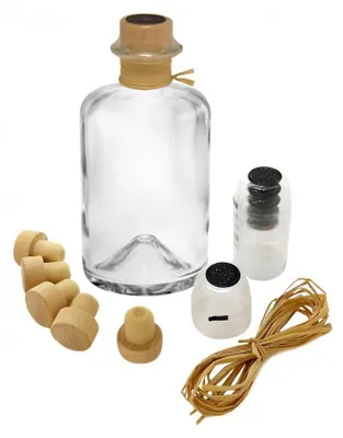 Produktbild von 18x Profi Set Apothekerflaschen leer 500 ml Glas Flaschen zum selbst befüllen & transparente Schrumpfkapseln mit schwarzem Siegel & Korken & Bast