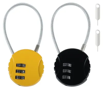 Immagine prodotto di Luchetto numerico a 3 cifre, 2 pezzi, senza chiave, riprogrammabile, in lega di zinco, colore nero e giallo