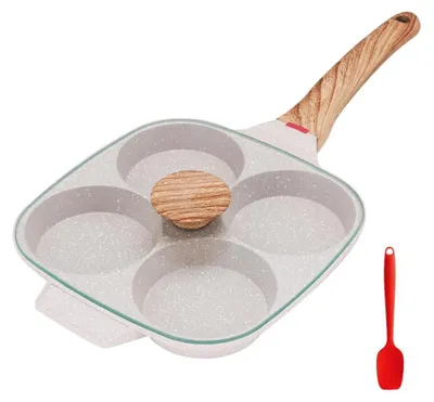 Zdjęcie produktu dla Omgoods - Patelnia do jajek z powłoką nieprzywierającą - 4 przegródki z pokrywką