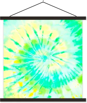 Produktbild von MuchoWow® Textilposter Sommer - Krawattenfärbung - Gelb 120x120 cm mit schwarzem Rahmen - Aufhängungsset