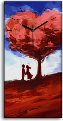 Produktbild von Dekor Leinwand Uhr Wandbilder 30x60 Kunst Herzform Baum Malerei des Paares - schwarze Hände