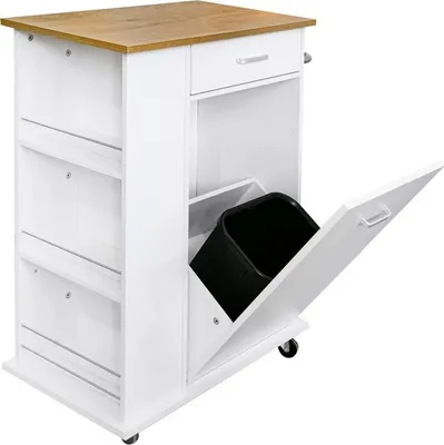 Produktbild von Kondela Klappschrank mit Mülleimer Vasin - Weiß / Eiche