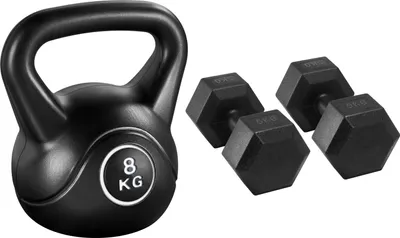 Produktbild von Yaheetech 3 Stück Hantel-Set 8 kg Kugelhantel und 2 Stück 5 kg Kurzhanteln Hantel-Set für Krafttraining