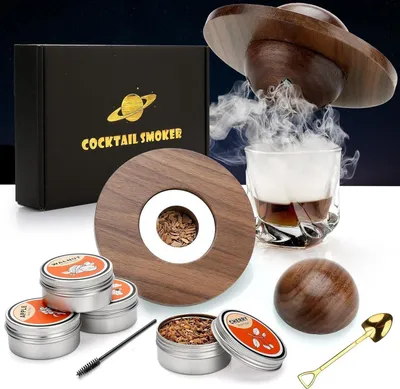 Obrázek produktu pro Koktejlová kuřácká souprava Whiskey Smoker Kit se 4 dřevěnými štěpky Dárek ke Dni otců Staromódní whisky Smoker Drinks Kit Koktejlové příslušenství pro whisky