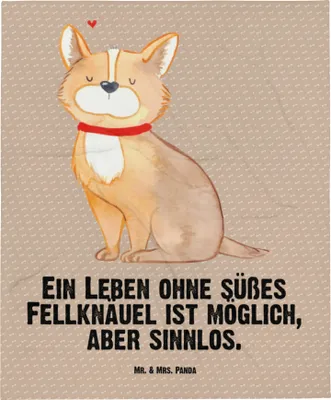 Produktbild von Mr. & Mrs. Panda Plaid Hund Glück - Hundeglück - Geschenk, Kinderwagendecke, Fleecedecke, glücklich, Babydecke, Schlummerdecke, Kinderdecke, Herz, Sprüche, Corgie, Spruch