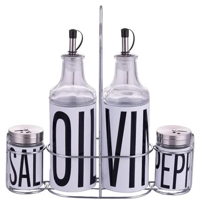 Salz- und Pfefferstreuer-Set aus Glas und Edelstahl, Weiß