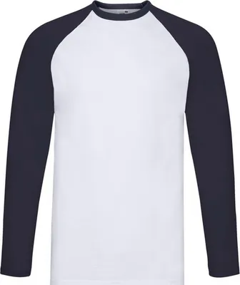Produktbild von Fruit of the Loom - "Valueweight" T-Shirt für Herren - Baseball Langärmlig FK2329 (S) (Weiß/Marineblau)