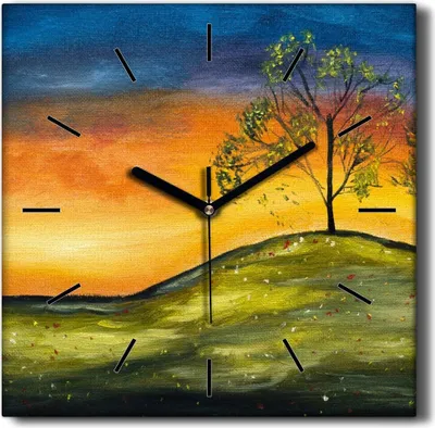 Produktbild von Coloray Hodiny Unikátní 30x30 cm  Tiché hodiny Pro obývací pokoj a kuchyň Nástěnné hodiny Plátno Černé ručičky hodin - Osamělý strom