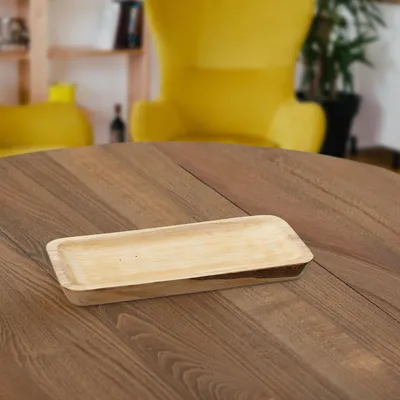 Produktbild von Dekoschale Holz flach rechteckig Größe S ca. 35 cm Tablett Holzplatte Tischdekoration