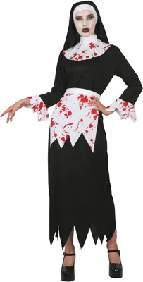 Immagine prodotto di Costume da suora insanguinata Costume di Halloween da donna nero-bianco-rosso - S