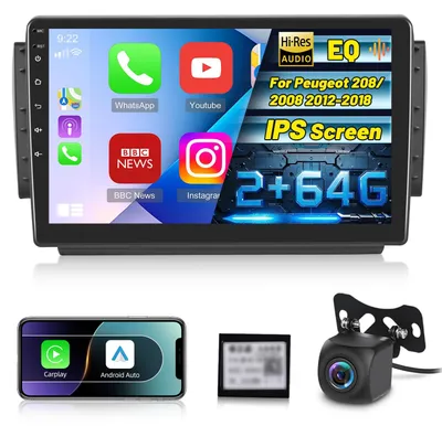 Immagine prodotto di Autoradio Android da 2G+64G per 208/2008 dal 2012 al 2018, con CarPlay wireless