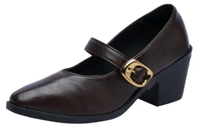 Zdjęcie produktu dla Solidchoice - Eleganckie damskie czółenka Oxford z paskiem i ostrym noskiem