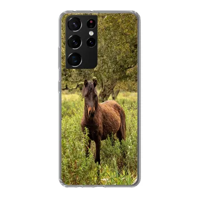 Produktbild von MuchoWow® Handyhülle Schutzhülle Hülle für Samsung Galaxy S21 Ultra Pferd - Wald - Gras Silikon Softcase Handy Hülle - Mobiltelefon