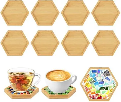Image de Sous-verres en mosaïque de bambou, lot de 8, pour plantes et boissons
