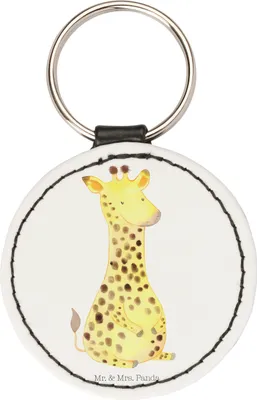 Produktbild von Mr. & Mrs. Panda Schlüsselanhänger Giraffe Zufrieden - Weiß - Geschenk, Anhänger, schlüssel, Glück, mini, Wildtiere, Taschenanhänger, Afrika, Abenteuer, edel