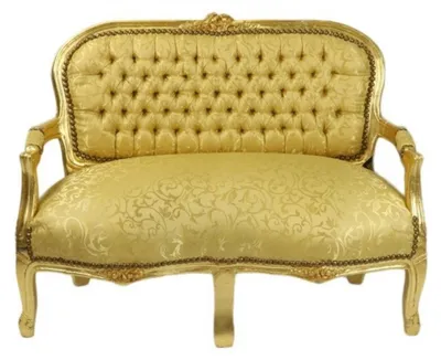 Image de Banc enfant "Barock" de Casa Padrino, style antique, doré avec motifs, 90 x 38 x 67 cm