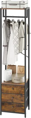 Imagen del producto de Perchero con cajones, de pie, 39x29x179 cm, ideal para pasillos y dormitorios