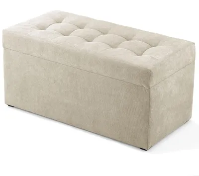 Produktbild von MG Design Polsterhocker Beige 45x90 cm - Stauraum 100L, bis 300 kg, stabil & pflegeleicht, für Wohnzimmer, Schlafzimmer & Flur