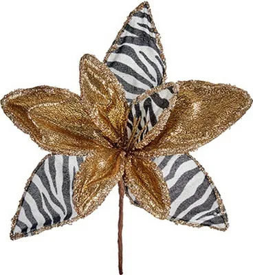 Image de Fleur décorative Zebra Noël Or Blanc 35 x 35 x 35 cm