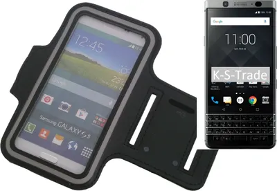 Produktbild von Kompatibel mit Blackberry KeyOne Neopren Jogging Armband Sportarmband Oberarmband schwarz kompatibel mit Blackberry KeyOne mit Reflektor Streifen.