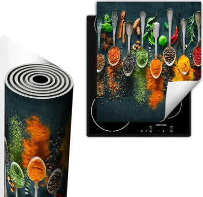 Produktbild von Herdabdeckplatte 45x52 cm Glaskeramikkochfeld Abdeckung Anti Rutsch Matte Aufrollbar, Gewürze Löffel