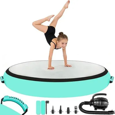 Produktbild von Famanu Luftmatte Gymnastik - Trainingsmat mit elektrischer Pumpe - 330 cm - Grün