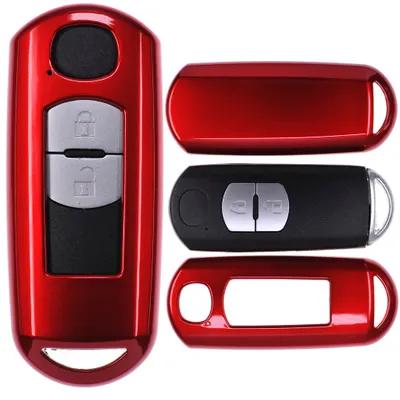 Produktbild von Auto Schlüssel Kunststoff Hülle ABS Plastik Schutz Cover Rot kompatibel mit Mazda 2 3 6 CX-3 CX-5 MX-5 KEYLESS SMARTKEY