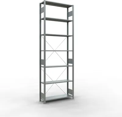 Produktbild von Schulte Fachbodenregal MULTIplus150 Stecksystem | Grundregal | HxBxT 300x100x30cm | 7 Ebenen | Fachlast 150kg | Verzinkt